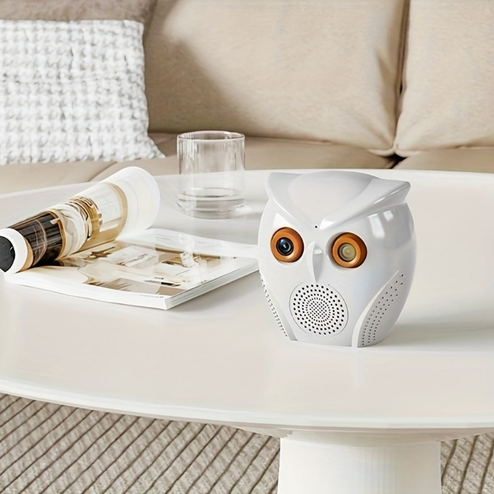 Security Camera Owl-Shaped Two-Pack with Human Detection, USB Power, Motion Alarm and Black or White Options