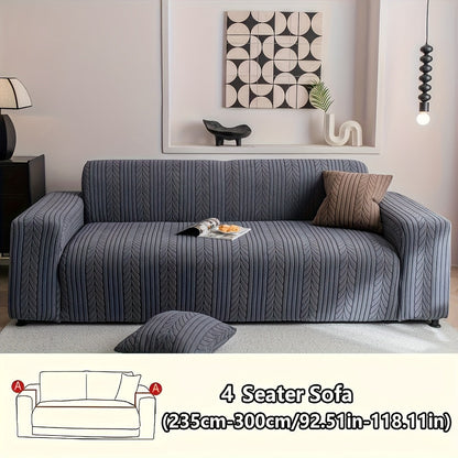 Sofa Cover Zigzag-Texture Fitted Slipcover for 1, 2, 3 or 4-Seater Sofas in Four Neutral Colors