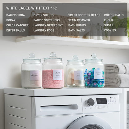Airtight Glass Jars with Lids Labels and Spoons Half Gallon Storage Canisters for Laundry Detergent Pods Scent Booster Beads Kitchen Pantry
