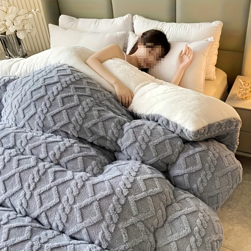 Textured Two-Face Comforter in Elegant Gray or Sapphire Blue with Twin, Full, Queen and King Sizes