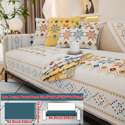 Sofa Cover Bohemian Chenille Jacquard Knit Sections for Seat, Armrest or Backrest with Model-Specific Size and Color Options