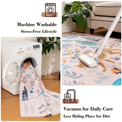 Area Rug 8x10 Floral, Forest and Geometric Print Collection with Six Machine-Washable Options