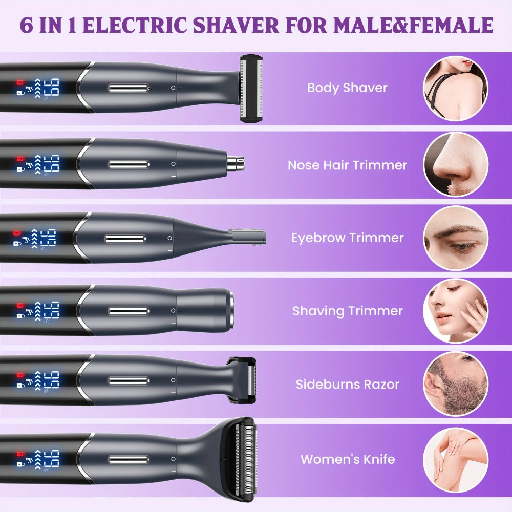 Women's Electric Bikini Trimmer Body Shaver Cordless Razor Replaceable Heads Facial Hair Eyebrow Nose Ear Hair Removal Sensitive Skin