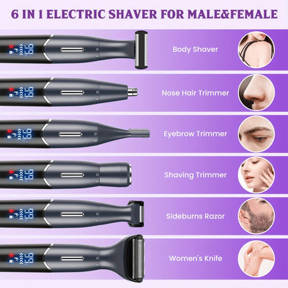 Women's Electric Bikini Trimmer Body Shaver Cordless Razor Replaceable Heads Facial Hair Eyebrow Nose Ear Hair Removal Sensitive Skin