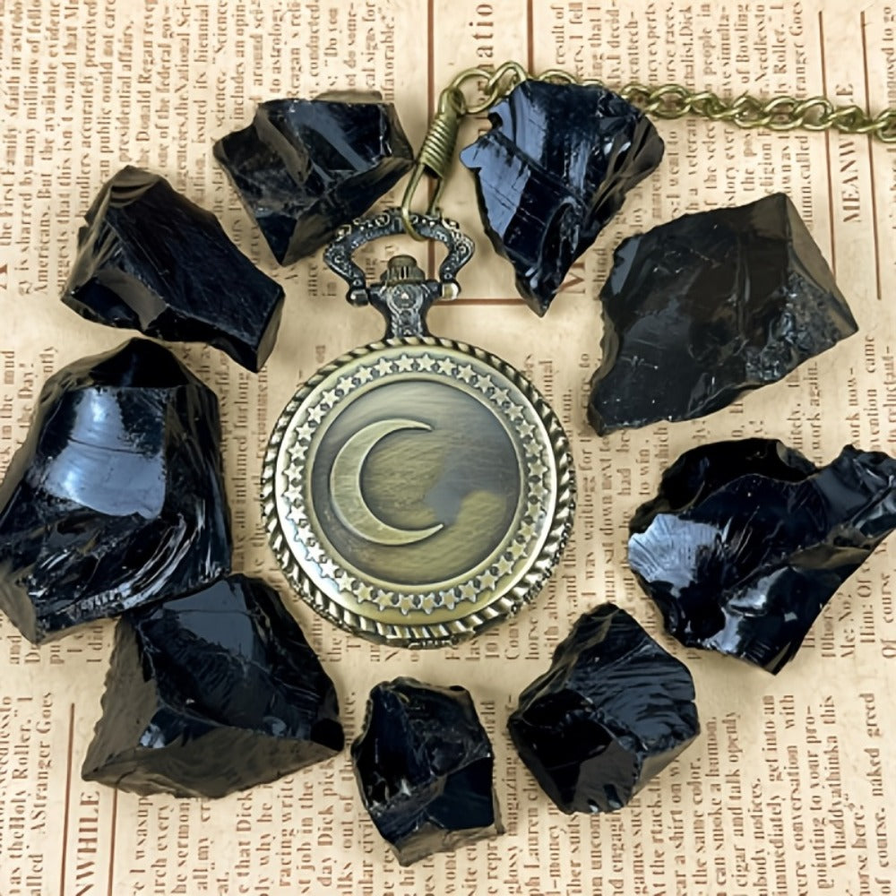 Obsidian Scrying Mirror Natural Healing Crystal Mirror with Bag, Divination, Meditation, Feng Shui & Spiritual Healing Tool