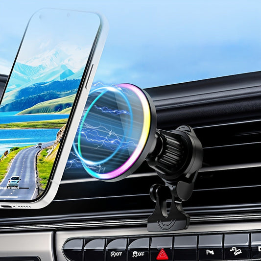 Wireless Car Charger with USB-C Adapter Included 15W Magnetic Vent Dashboard Phone Mount for iPhone 17 16 15 14 13 12 Pro Max