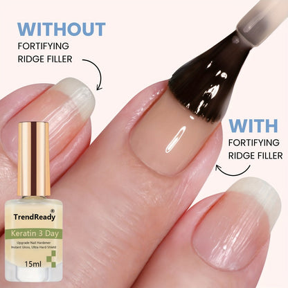 Vitamin E & Hyaluronic Acid Nail Hardener 2PCS 0.51oz – Protein Base Coat Ridge Filler & Concealer Quick Air-Dry Formula