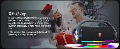 JYX D20 Portable Bluetooth Boombox Speaker with 3D Surround Sound, RGB Disco Lights, Deep Bass Boost