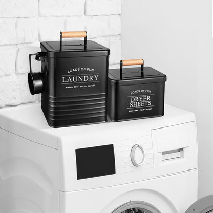 Laundry Pod Container & Dryer Sheet Holder Set with Scoop, Metal Farmhouse Laundry Room Organizer