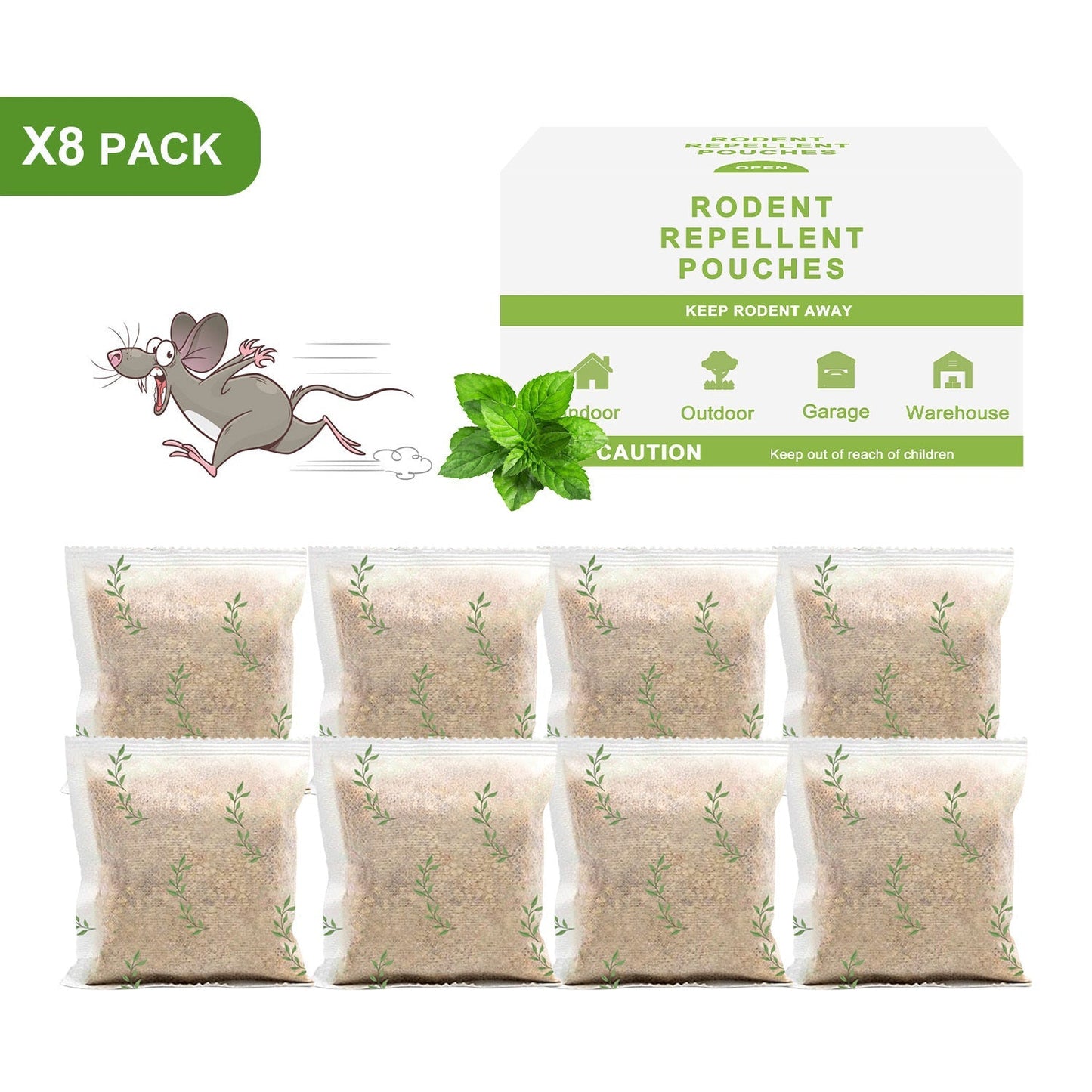 Mouse, Peppermint Pouches Car RV Garage Camper Indoor Outdoor for Garden, Patio and Yard Use