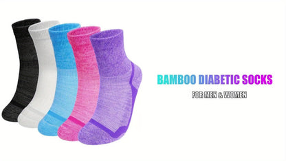 Wide Calf Socks 5 Pairs Loose Top Non-Binding Breathable Crew Socks for Men Women Plus Size for Entryways, Bedrooms and Living Spaces