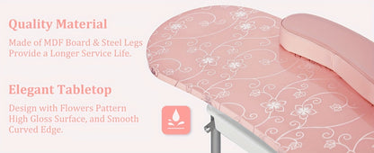 Foldable Nail Table with LED Lamp Drawer Lockable Wheels Wrist Cushion & Carrying Bag, Portable Manicure