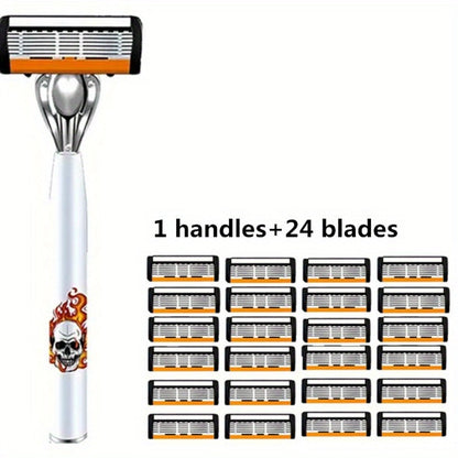 Men's Safety Razor with Replacement Blades - Anti-Slip Stainless Steel Handle Shaver for Beard & Sideburns