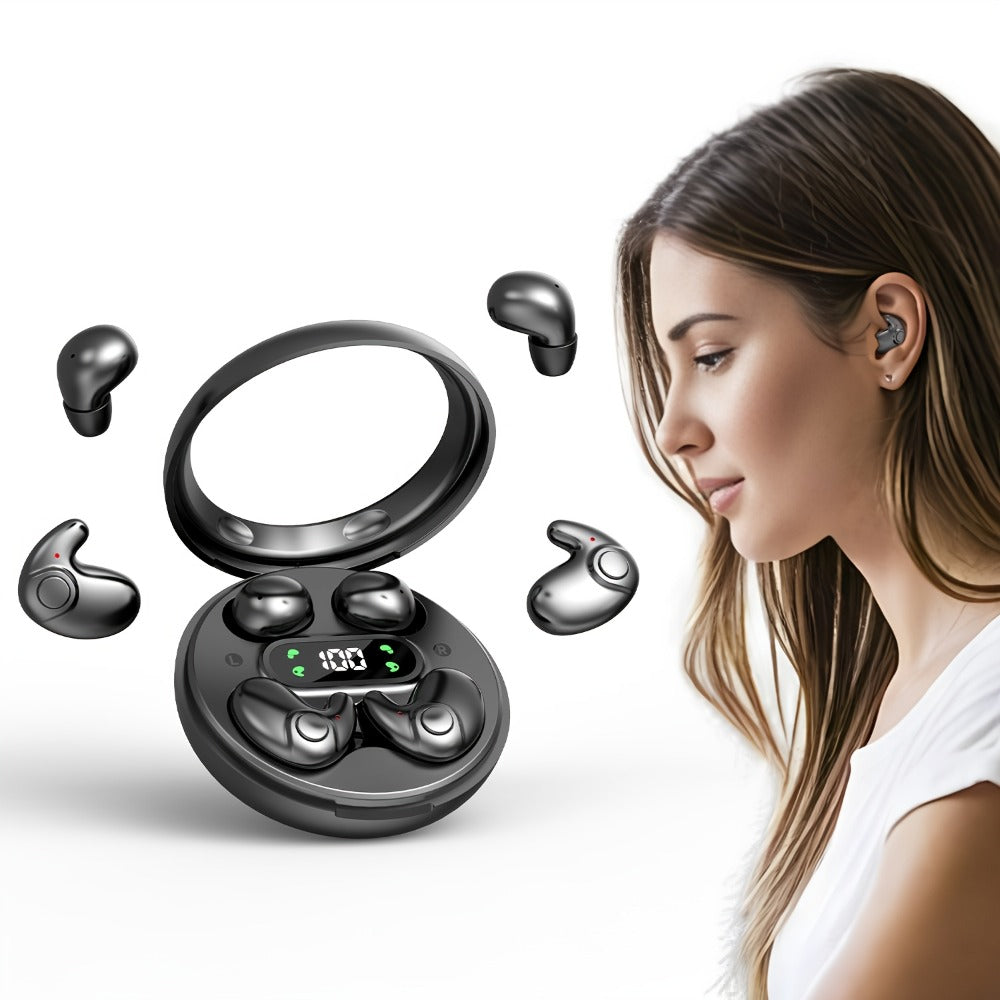2-in-1 Wireless Earphones Couples Shared Audio Long Battery Life Clear Sound TV Movies for Bedside Audio, Alarms and Room Entertainment
