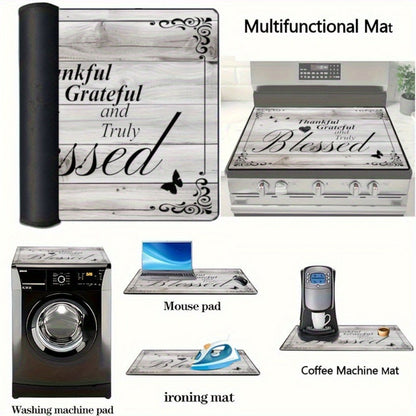 Stove Top Cover Heat Resistant Scratch-Proof 28.5x20.5" – Thankful Grateful Blessed Kitchen Decor Glass Protector Mat for Cooktops