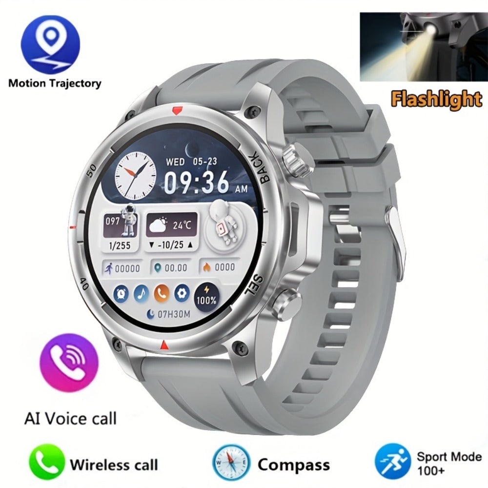 Smartwatch GPS NFC for Men – AI Voice Calling, 360×360 HD Screen, Built-in Compass, Motion Trajectory, Heart Rate Sleep Fitness