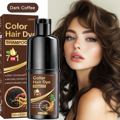 Hair Dye Shampoo, SUMVX 3.38oz Pump Bottle with Six Black, Brown, Coffee and Honey-Brown Shade Options