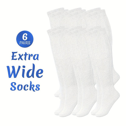 Extra Wide Socks for Swollen Feet 6 Pairs Stretch to 30 Inch Non-Binding Seamless Loose Fit for Entryways, Bedrooms and Living Spaces