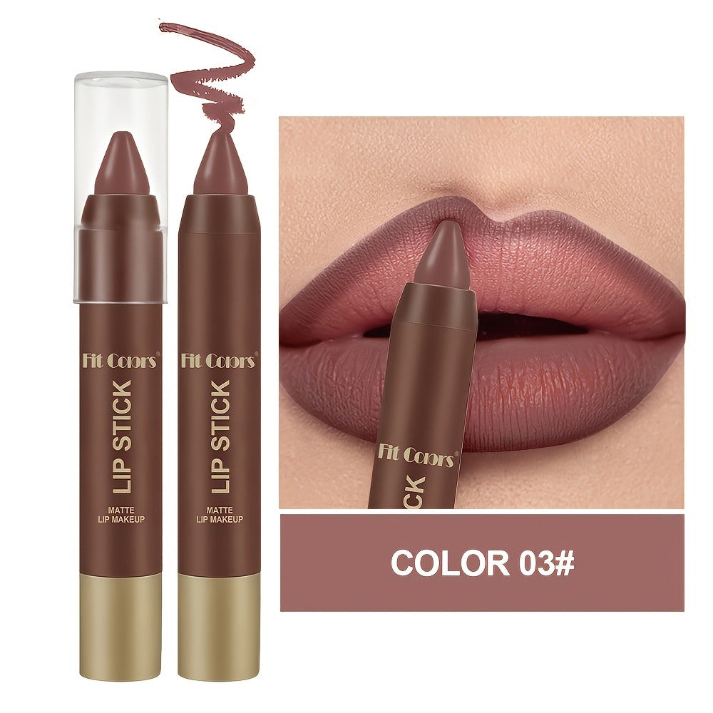 Lipstick Set, Fit Colors 6-Piece Matte Crayon Collection with Brown, Nude, Pink and Purple Colors