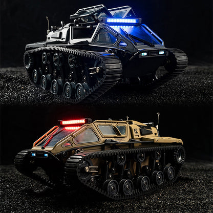 Full-Proportional RC Tracked Tank with LED Lights, Alloy Door Open Military War Vehicle Off-Road Remote Control Tank for Kids Adults