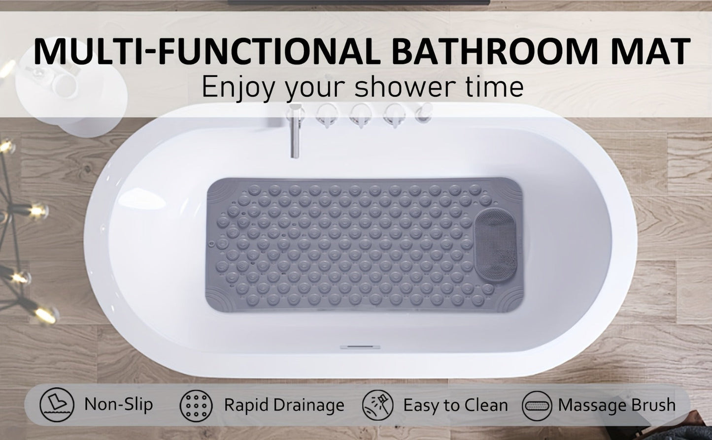 Textured Shower Bath Mat in 14.2 x 27.5 or 19.7 x 31.5-Inch Sizes and Six Color-and-Size Combinations