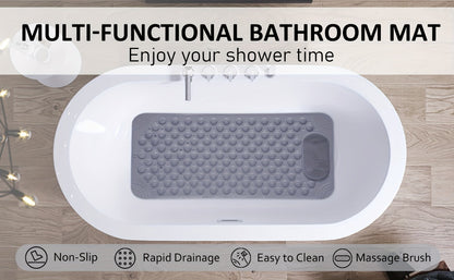 Textured Shower Bath Mat in 14.2 x 27.5 or 19.7 x 31.5-Inch Sizes and Six Color-and-Size Combinations