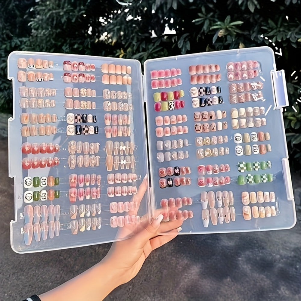 Press On Nails 96-Piece Long Full-Cover Set with Random Assorted Glossy Designs and Multi-Pack Options