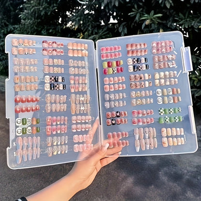 Press On Nails 96-Piece Long Full-Cover Set with Random Assorted Glossy Designs and Multi-Pack Options