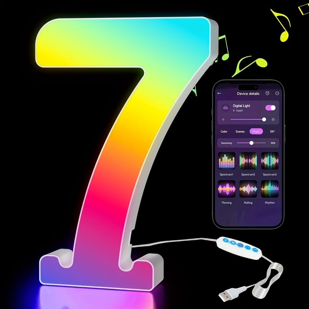 LED Letter Lights Music Sync – Colorful Flashing Marquee Alphabet Lights for Room Decor, Party, Bedroom, Festival & Camping