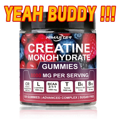 Creatine Monohydrate Gummies 8000mg Blueberry Flavor, with L-Taurine, BCAA, Vitamin B6 & B12