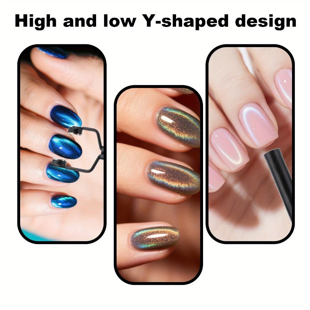 4-in-1 Y-Shaped Cat Eye Nail Magnet Stick Double Head – Heart & Multi-Pattern Magnetic Tool for Cat Eye Gel Polish Nail Art