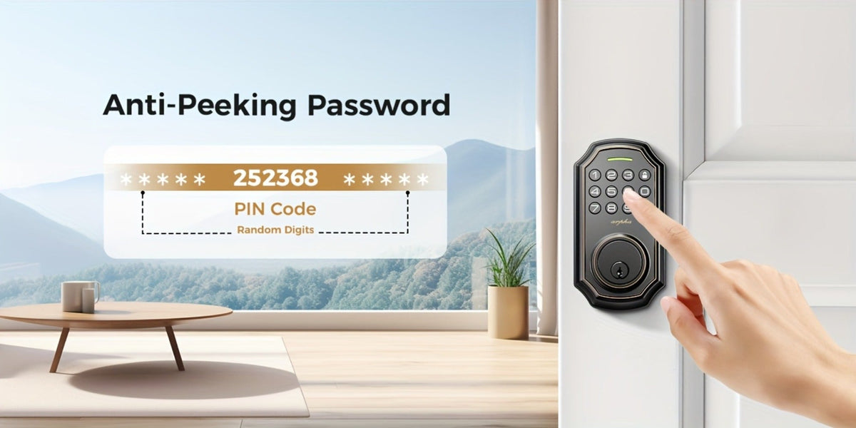 Smart Door Lock Arpha Keypad Deadbolt with Black Silver Handle Sets and Optional Fingerprint WiFi Versions