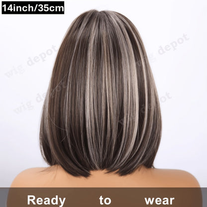 Synthetic Wig 4x1 U-Part Lace Front Bob, 14-Inch Middle Part with Six Color Choices for Cosplay