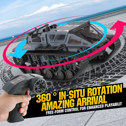 Full-Proportional RC Tracked Tank with LED Lights, Alloy Door Open Military War Vehicle Off-Road Remote Control Tank for Kids Adults