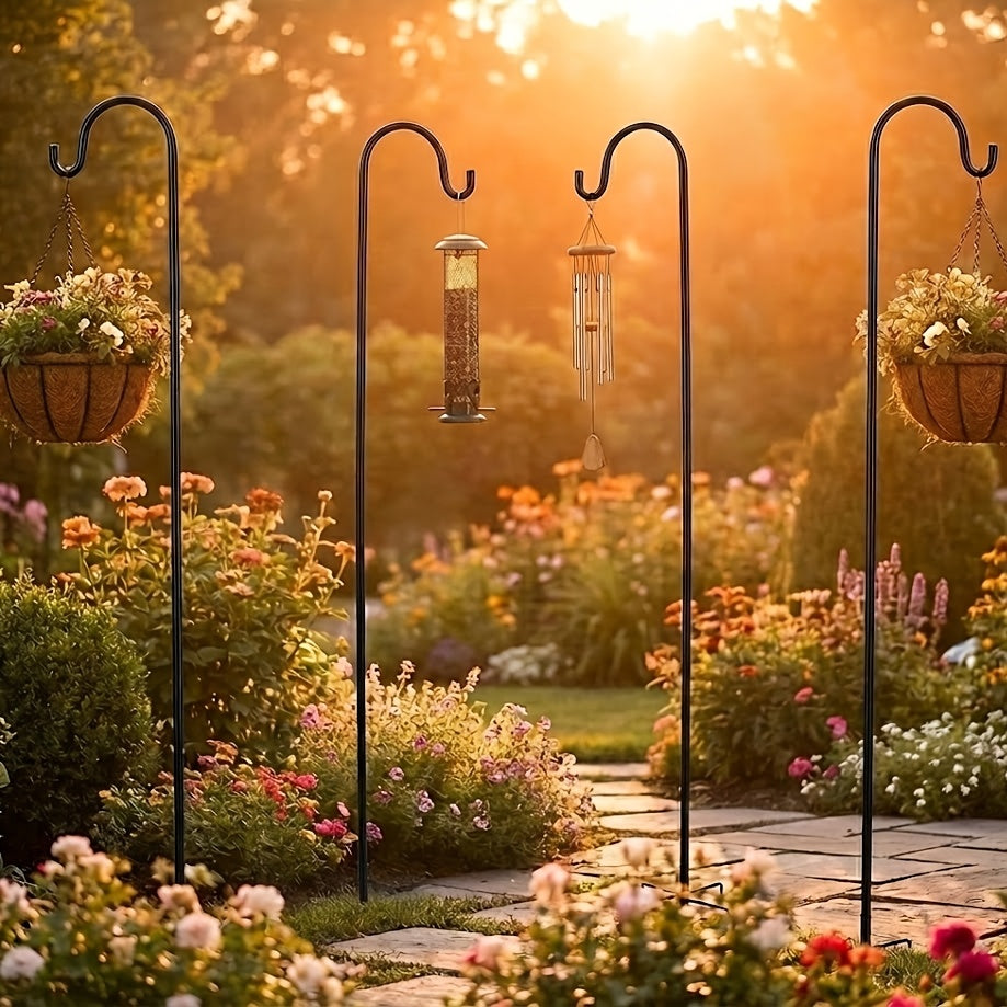 Shepherd Hooks 4 Pack Heavy Duty Metal Garden Stakes for Hanging Plant Baskets Solar Lights Bird Feeders Wind Chimes Outdoor Decor 47 & 63