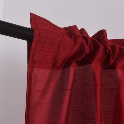 Three-Piece Faux Silk Window Curtain Set with Rod-Pocket Valance, Two 26 x 36-Inch Tiers and Eleven Colors