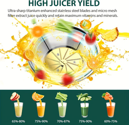Compact Juicer for Fruits & Vegetables – Wide Opening for Easy Juice Extraction, BPA-Free, Dishwasher Safe, Easy to Clean