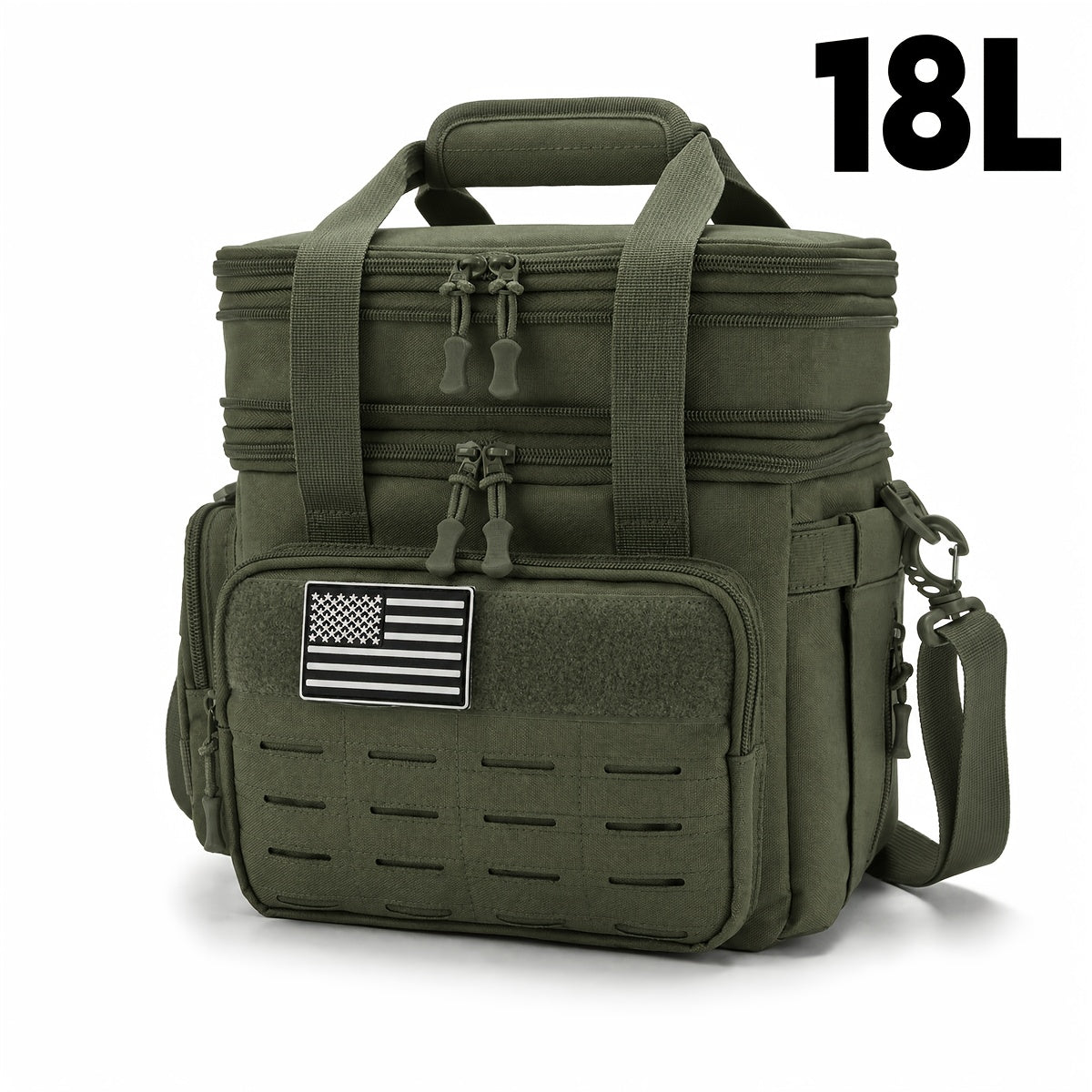 Tactical Insulated Cooler Lunch Box with MOLLE Webbing – Expandable & Leakproof, 3.7 Gal or 18L, for Hunting, Camping