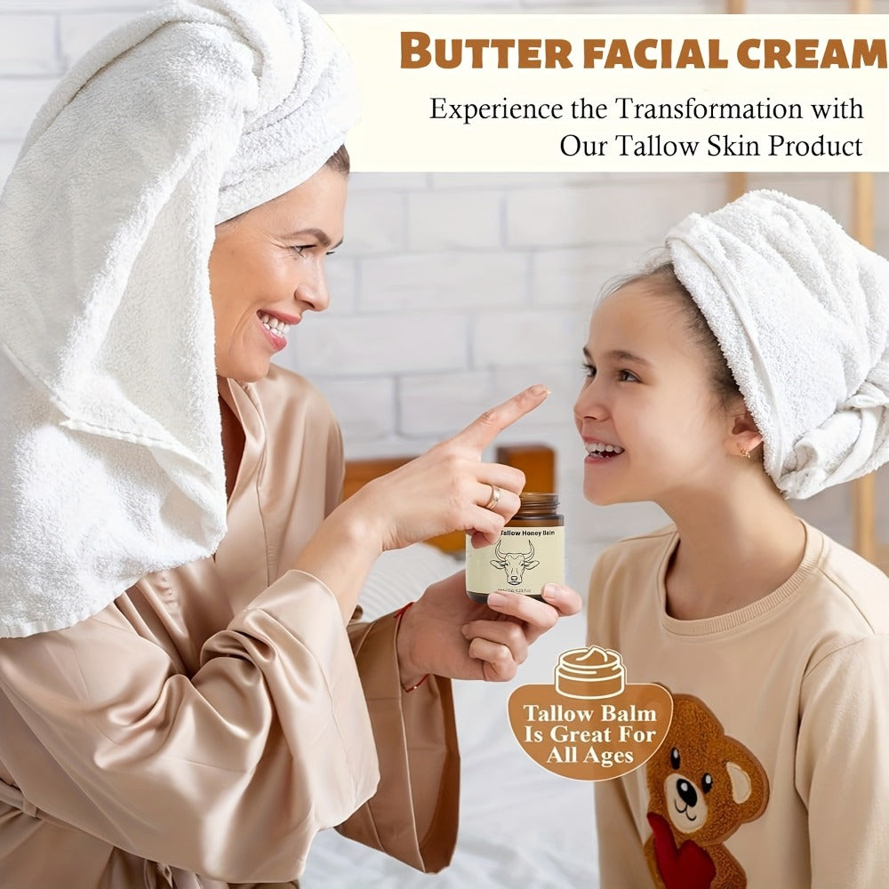 Grass-Fed Beef Tallow Balm with Honey & Hyaluronic Acid Natural Whipped Face Body Cream Nourishing Lotion Sensitive Skin Safe 114g/4oz