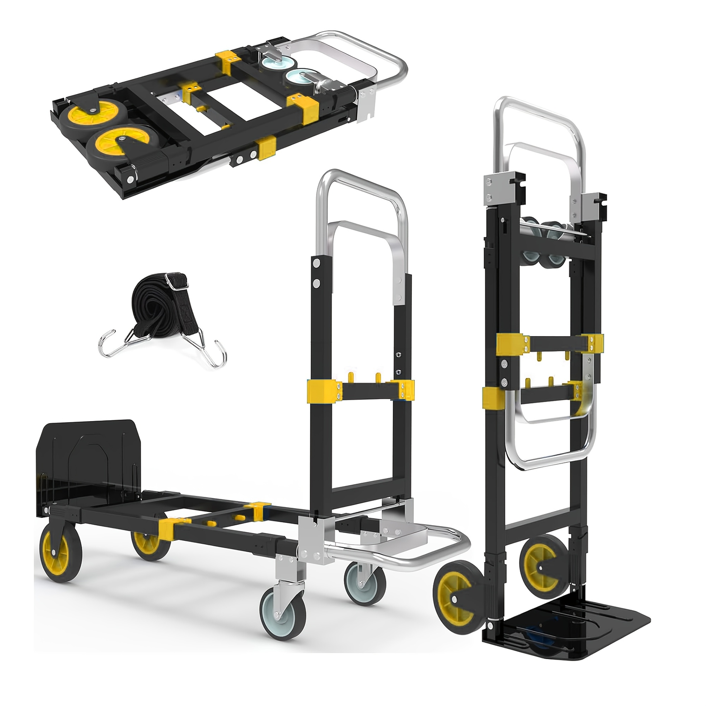 Hand Truck 3-in-1 Aluminum Convertible Dolly, 800-Industrial Utility Trolley with Folding Design for Moving