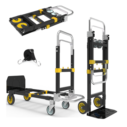 Hand Truck 3-in-1 Aluminum Convertible Dolly, 800-Industrial Utility Trolley with Folding Design for Moving