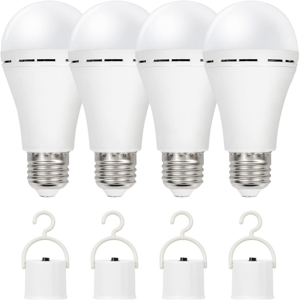 Rechargeable Emergency LED Light Bulb 12W 6500K 2000mAh with Polished Metal Finish for Home, Desk and Accent Lighting