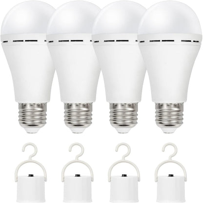 Rechargeable Emergency LED Light Bulb 12W 6500K 2000mAh with Polished Metal Finish for Home, Desk and Accent Lighting