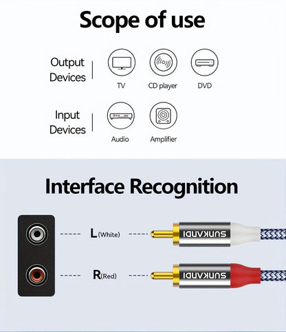 Gold-Plated 2RCA to 2RCA Stereo Audio Cable High-Fidelity Sound for Home Theater HDTV Gaming for an Everyday Personal Care Routine