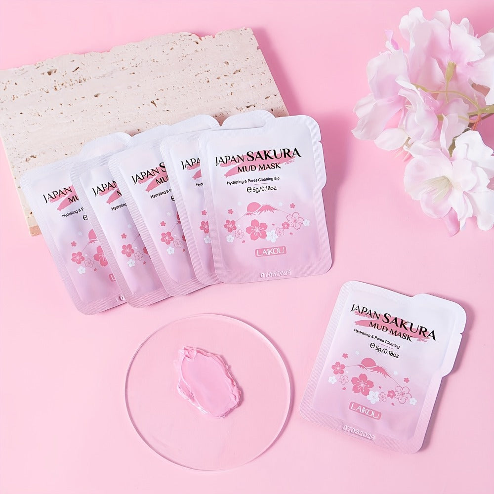 Sheet Mask Set 60 Pieces, Cherry Blossom Lip Masks, Snail Essence, Seaweed & Sleeping Masks with Glycerin