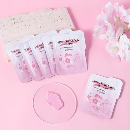 Sheet Mask Set 60 Pieces, Cherry Blossom Lip Masks, Snail Essence, Seaweed & Sleeping Masks with Glycerin