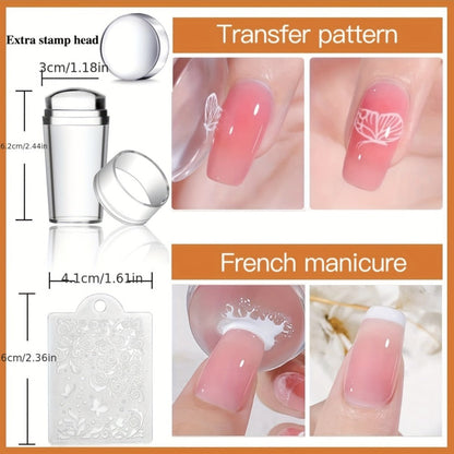 Nail Stamping Plates Set with Stamper & Scraper – Stainless Steel Nail Art Stamp Kit for Beginners & Pros