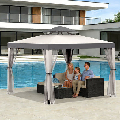 Gazebo with Mosquito Netting Steel Frame, Backyard Garden BBQ Party for Grilling, Camping and Outdoor Meals