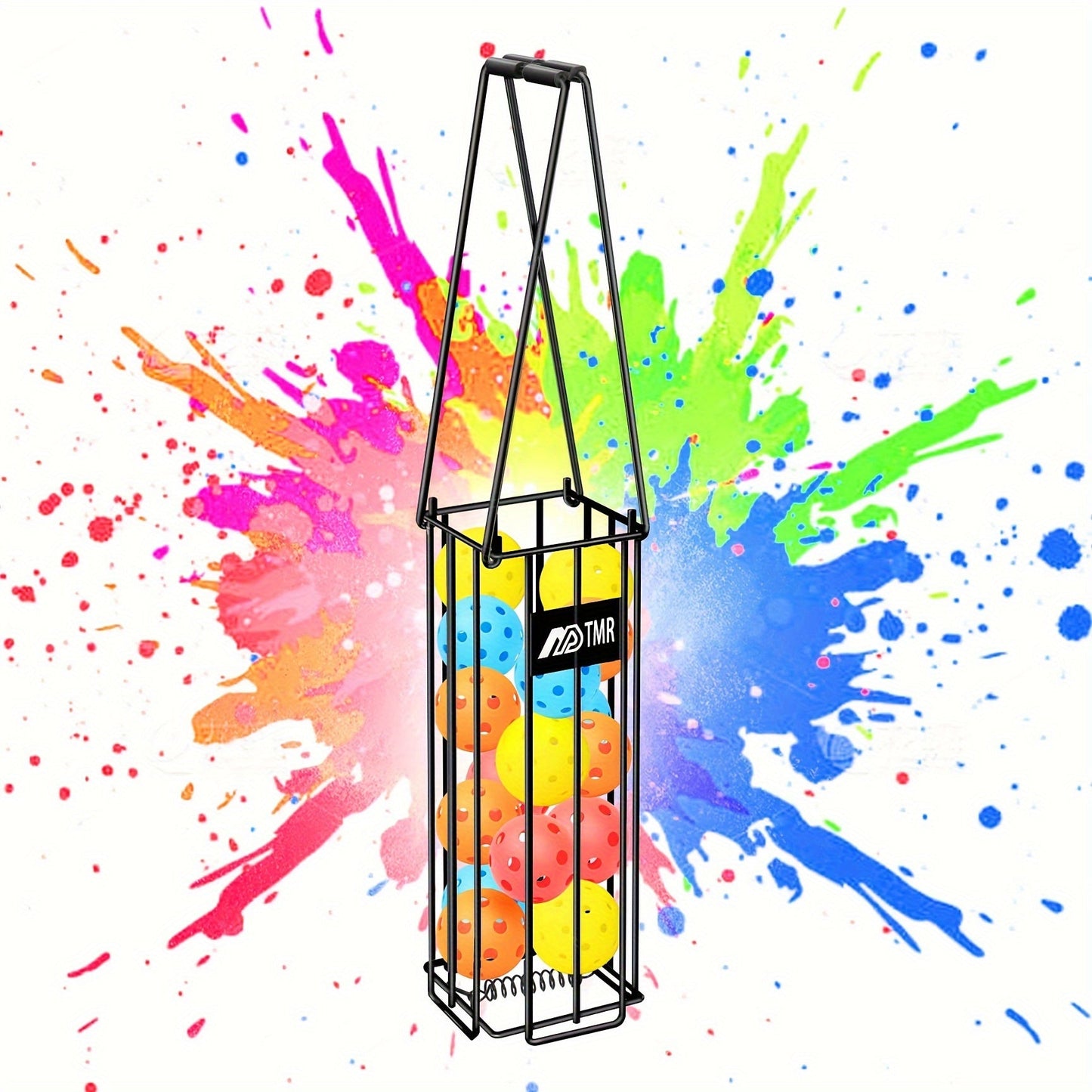 Pickleball & Tennis Ball Hopper Basket – Aluminum Alloy Ball Picker Upper with Handle, Portable Ball Collection Basket for Easy Court