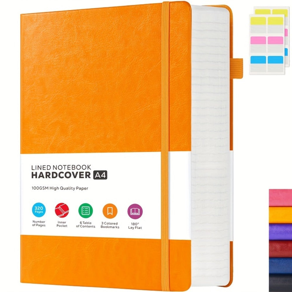 A4 Hardcover Lined Journal Notebook 320 Pages, Faux Leather College Ruled Notebook with 100GSM Thick Pages